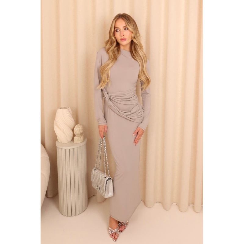 Lindsey grey knot front maxi dress