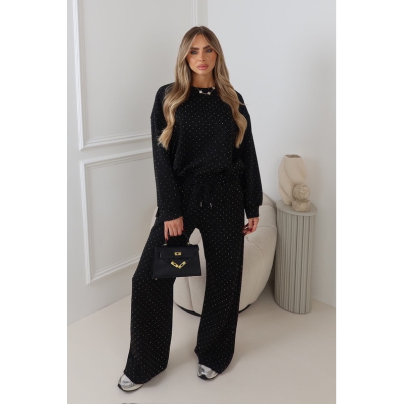 SYLVIE BLACK DIAMONTE JUMPER & TROUSER COORD