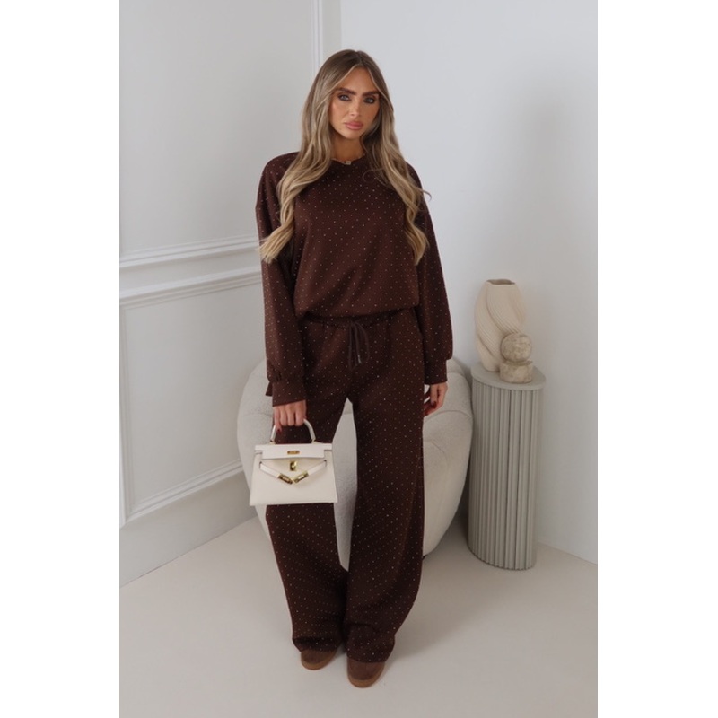 SYLVIE CHOCOLATE DIAMONTE JUMPER & TROUSER COORD