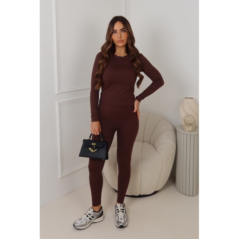 NADINE CHOCOLATE LONG SLEEVE LEGGINGS SET