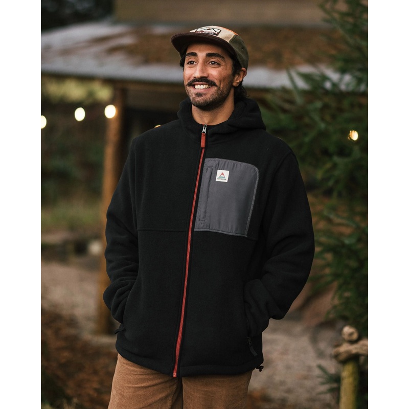 Loch Hooded Recycled Polar Fleece - Black