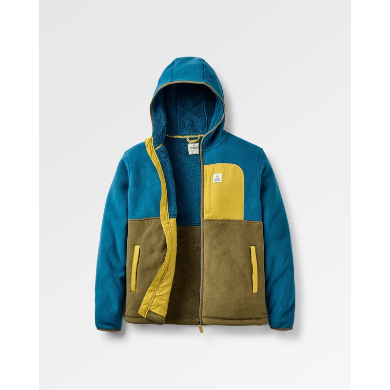 Loch Hooded Recycled Polar Fleece - Tidal Blue/Dark Olive