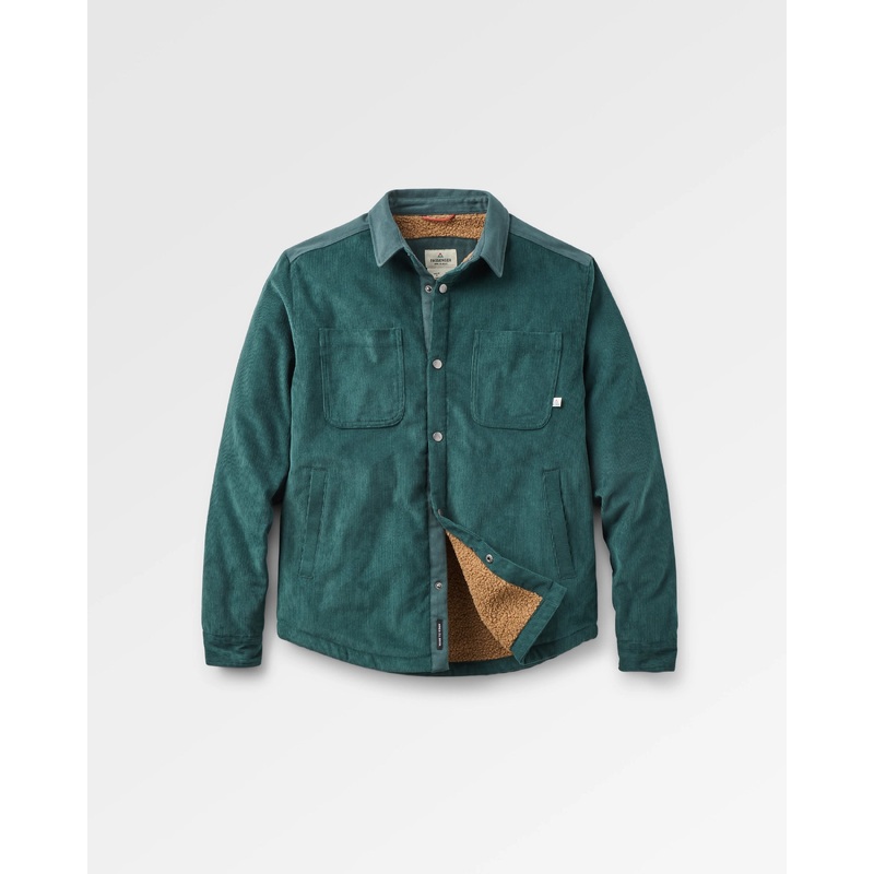 Kodiak Sherpa Lined Cord Overshirt - Dark Fern