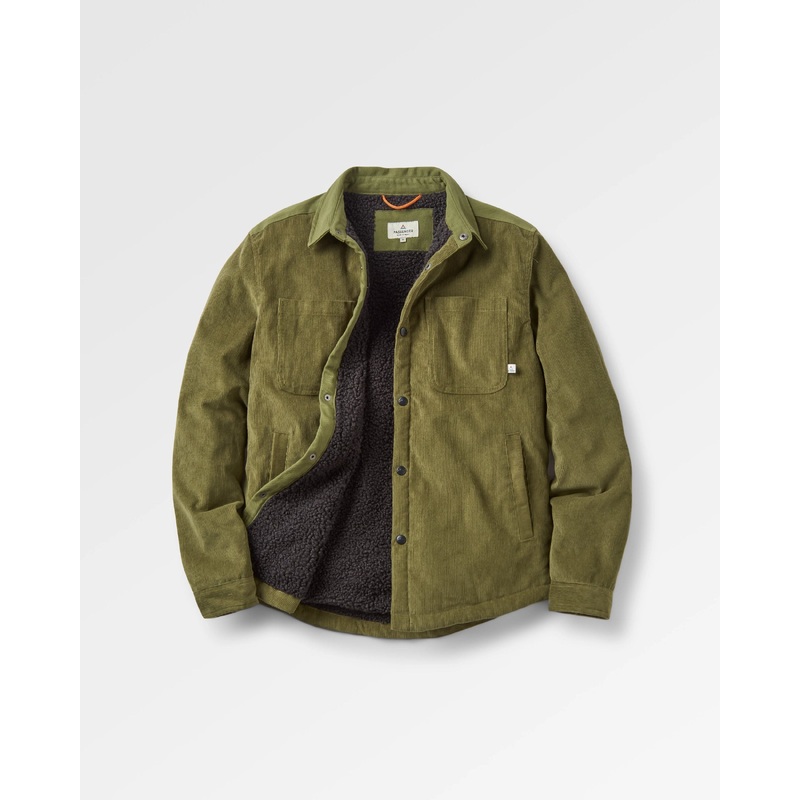 Kodiak Sherpa Lined Cord Overshirt - Khaki