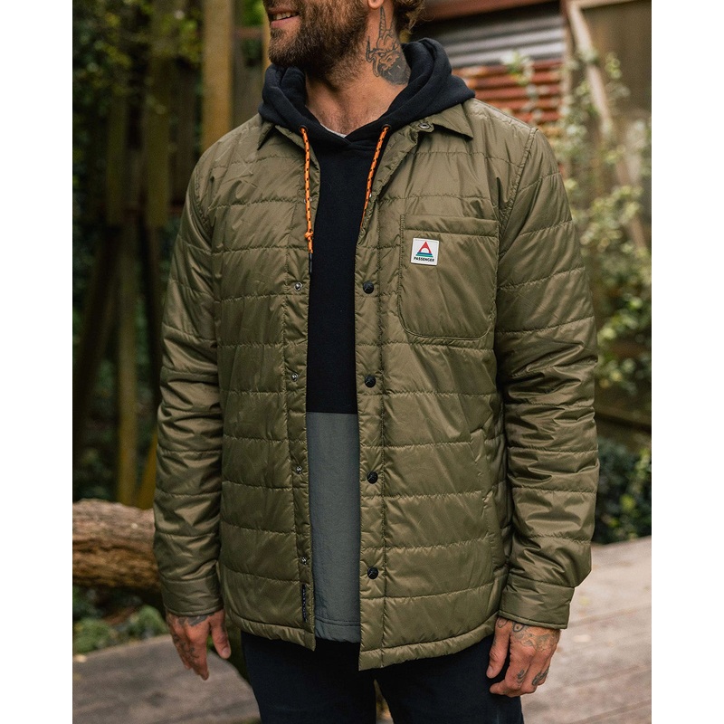 Grain Recycled Insulated Overshirt - Khaki