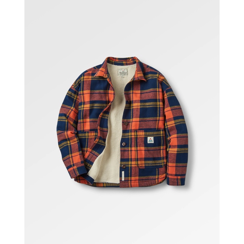 Flint Organic Cotton Overshirt - Rich Navy/Burnt Orange