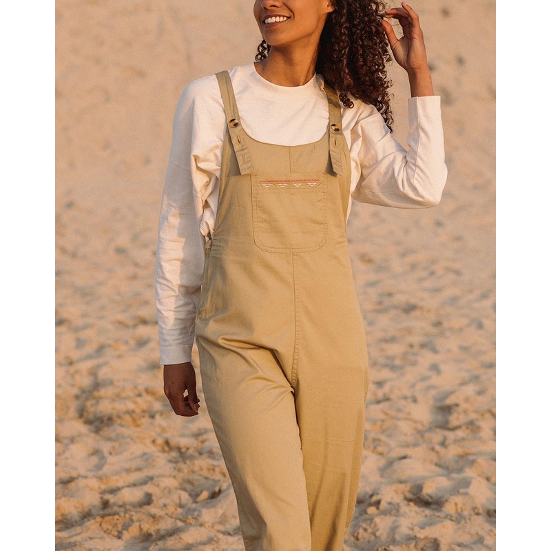 Faye Organic Cotton Dungarees - Biscuit
