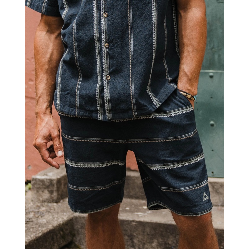 Drifter Organic Cotton Jacquard Short - Deep Navy Jacquard Stripe