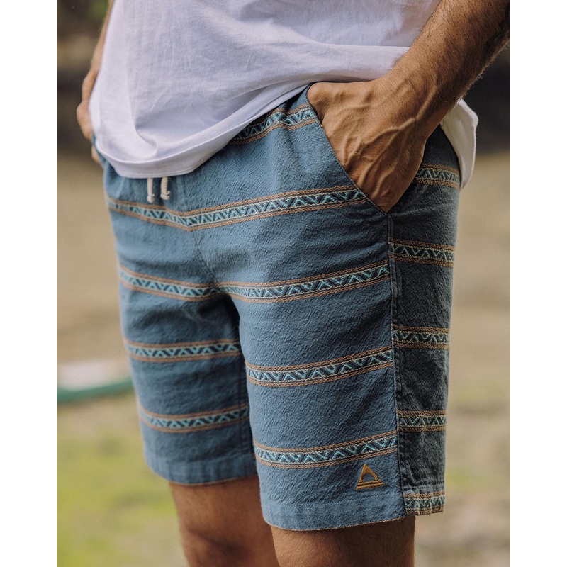 Drifter Organic Cotton Jacquard Shorts - Mediterranean Geo Stripe