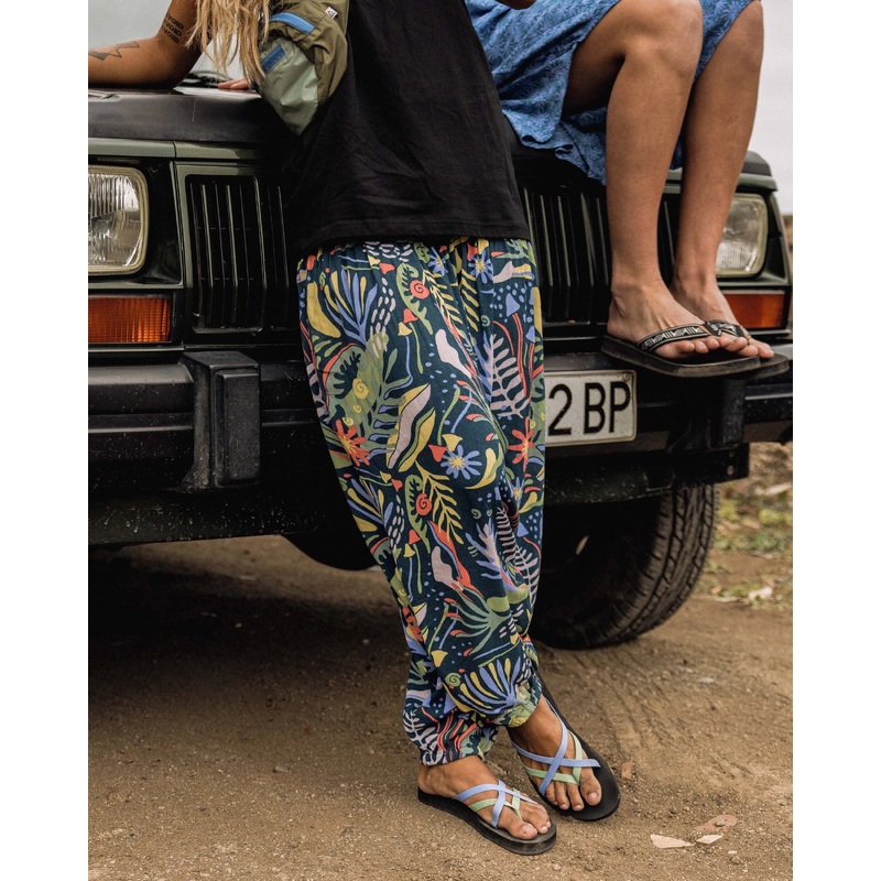Daylily Loose Trouser - Abstract Seaweed Tidal Blue