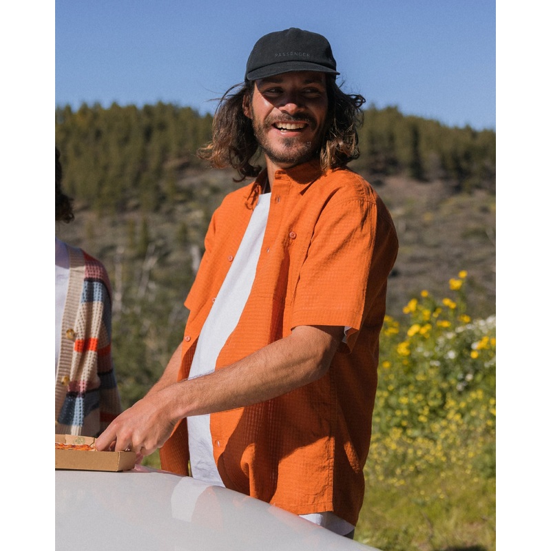 Chill Textured Short Sleeve Shirt - Sunset Orange