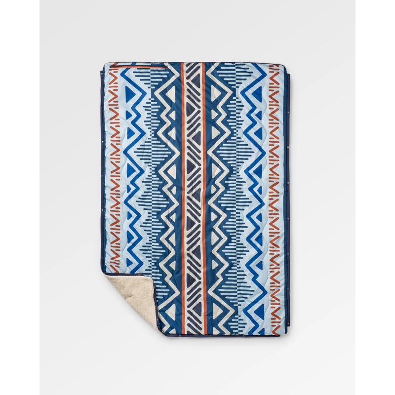 Cabin Recycled Sherpa Blanket - Mountain Geo Grey Blue