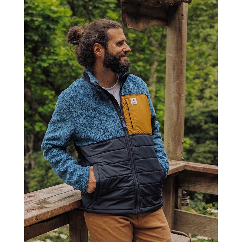 Born Explorer Recycled Polar-Lined Sherpa Fleece - Blue Steel