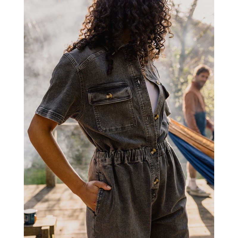 Bluebell Organic Cotton Boiler Suit - Washed Black Denim