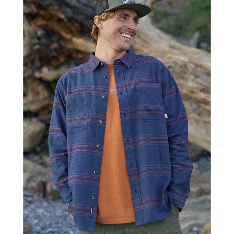Backcountry Stripe Light Shirt - Rich Navy/Deep Plum Stripe