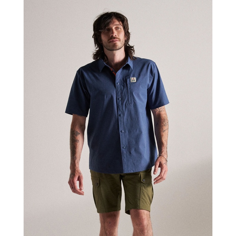 Traveller Short Sleeve Stretch Shirt - Dark Denim