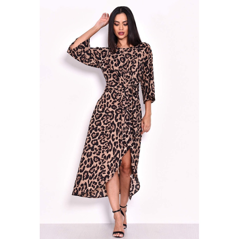 Animal Print Tie Detail Maxi Dress