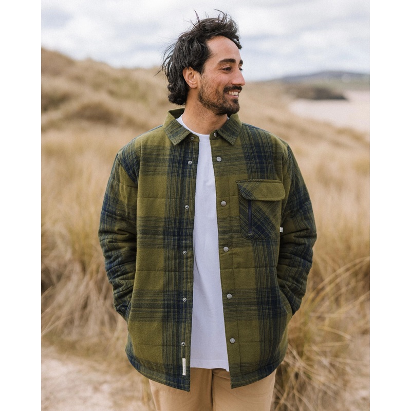 Taranaki Quilted Overshirt - Navy/Khaki Check