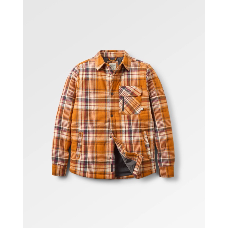 Taranaki Quilted Overshirt - Retro Orange Check