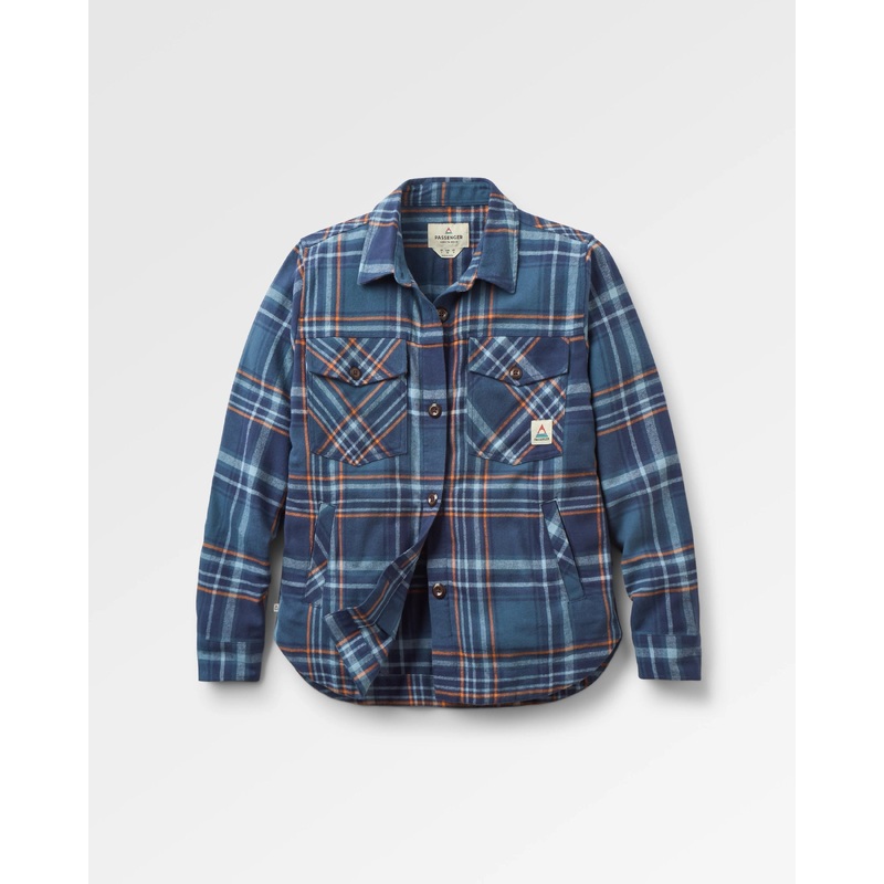 Stella Organic Cotton LS Shirt - Rich Navy/Faded Denim Check