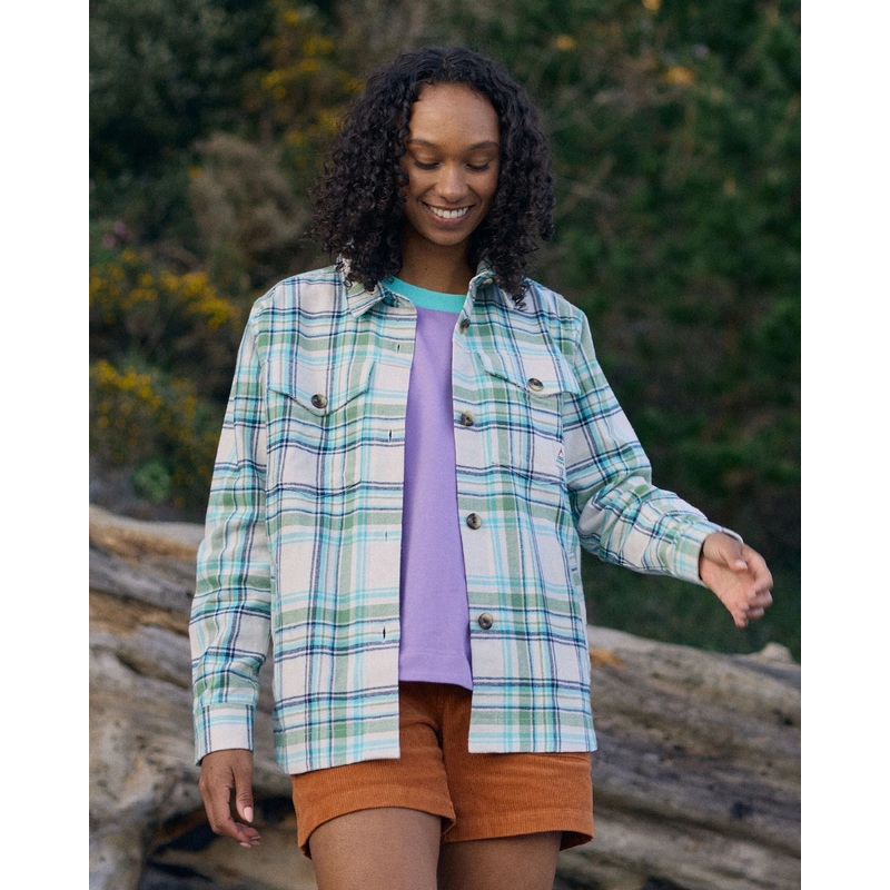 Stella Organic Cotton LS Shirt - Vintage White/Stem Green Check