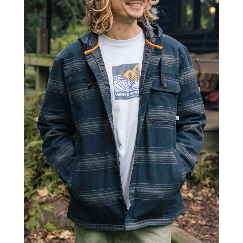 Sherwood Check Hooded Overshirt - Black Stripe