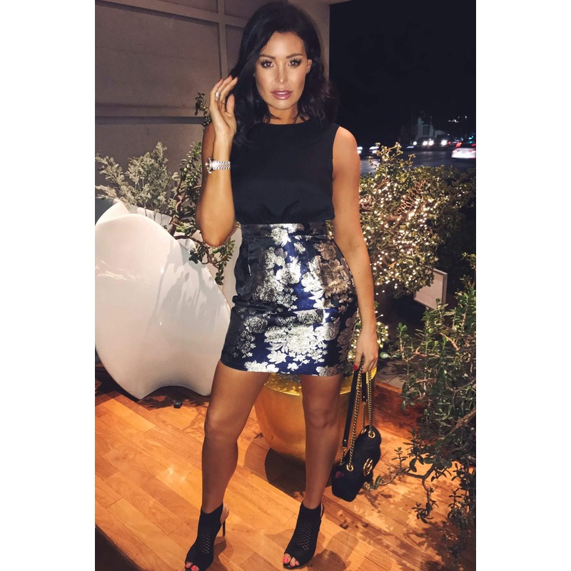 2 In 1 Black High Neck Printed Dress