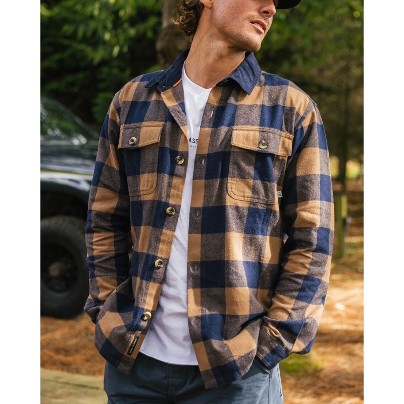 Rustic Organic Cotton Shirt - Toffee/Rich Navy Buffalo