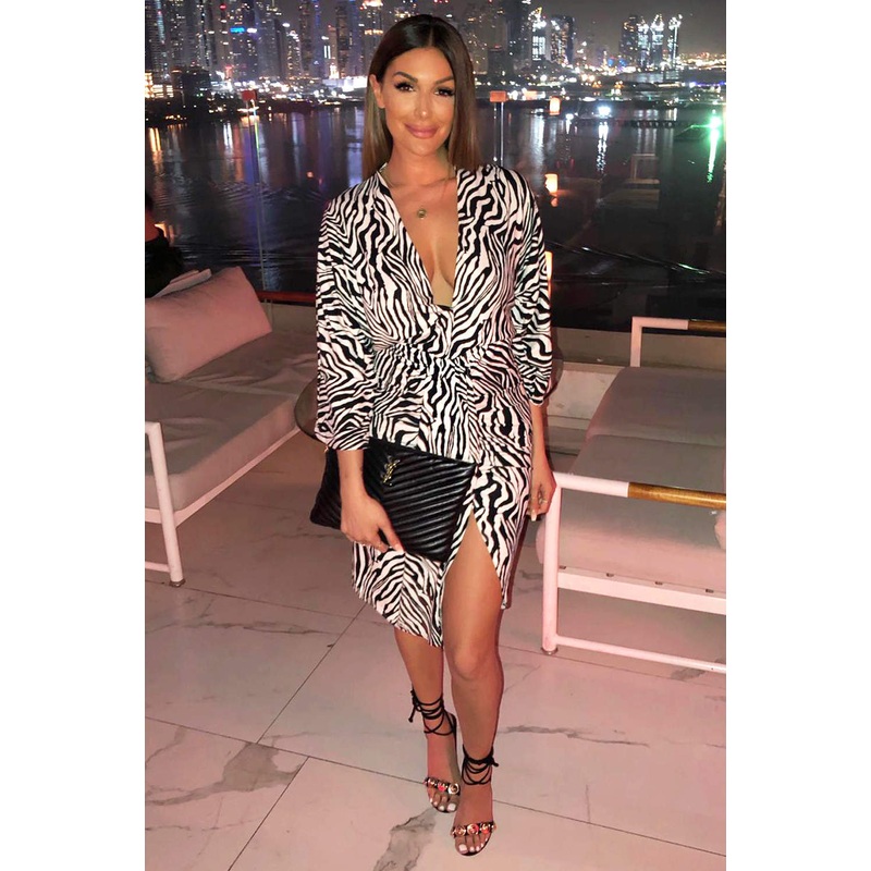 Zebra Print Wrap Dress