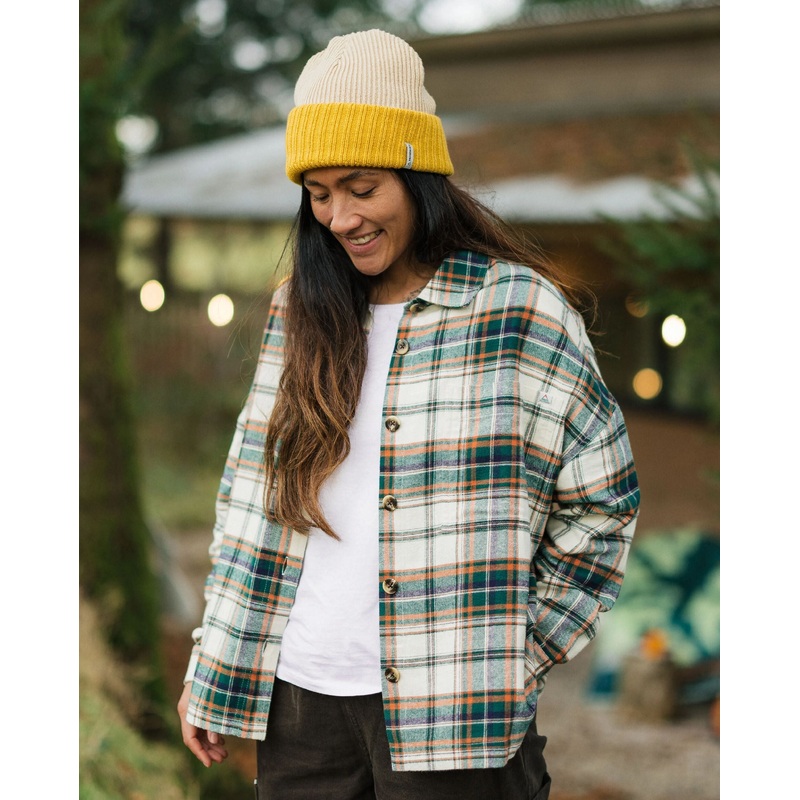 Rootsy Organic Cotton LS Shirt - Birch/Rain Forest Check