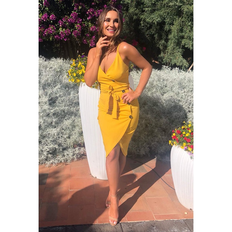 Yellow Button Front Detail Dress