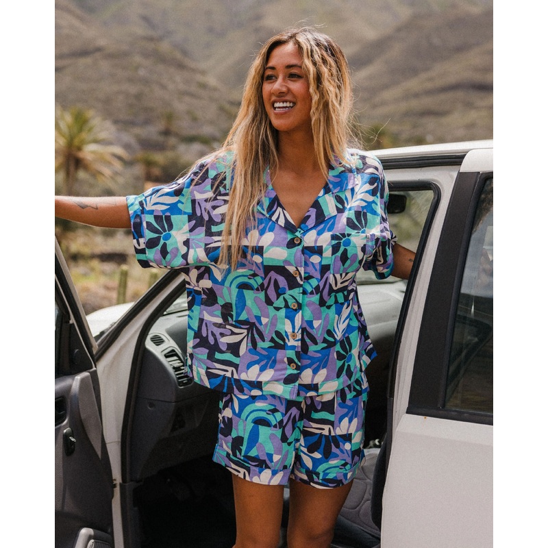 Arden Linen Short Sleeve Shirt - Mountain Foliage Purple