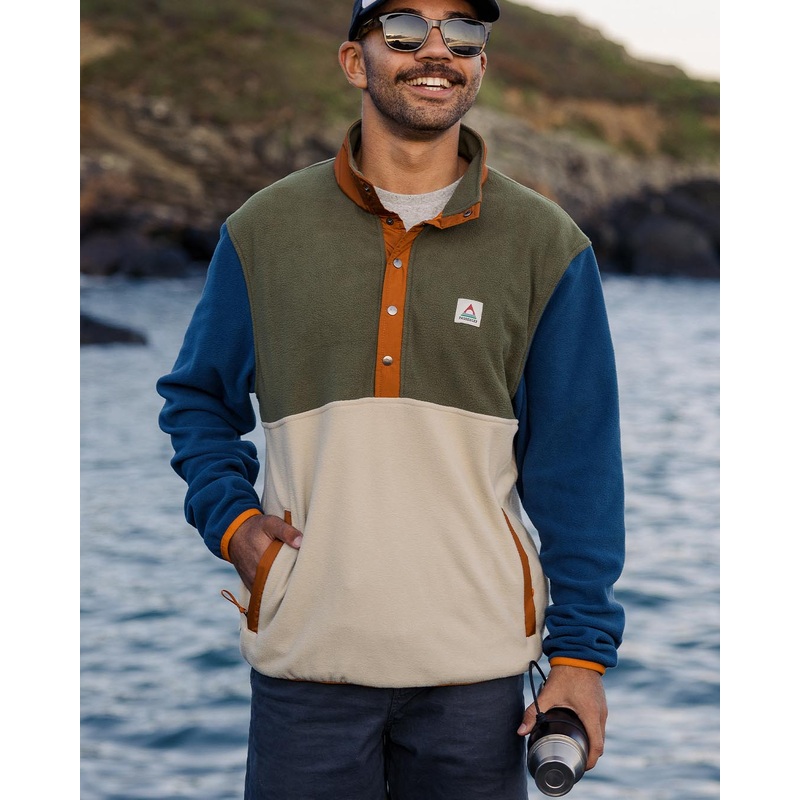 Adrift Recycled Polar Fleece - Khaki/Oatmeal