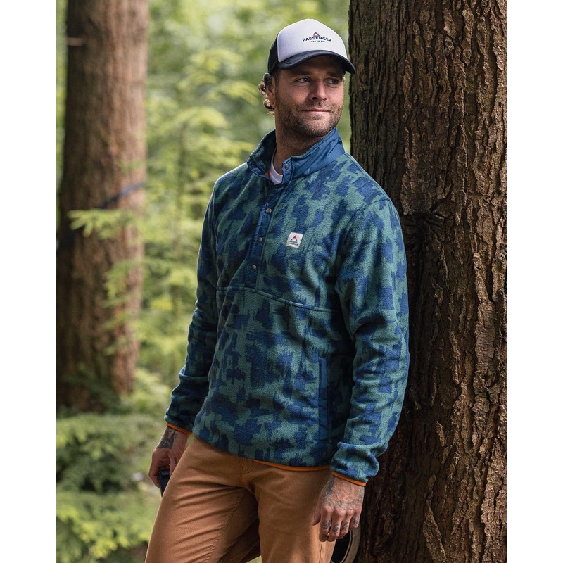 Adrift Recycled Polar Fleece - Oak Patch Deep Ocean