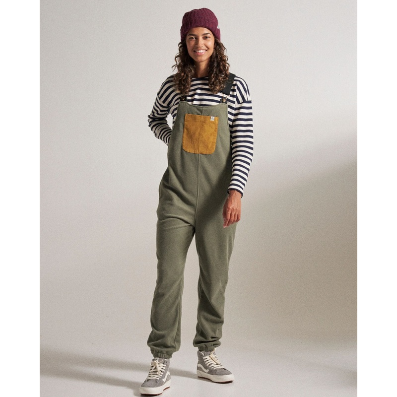 Ace Recycled Polar Fleece Dungarees - Dusty Olive