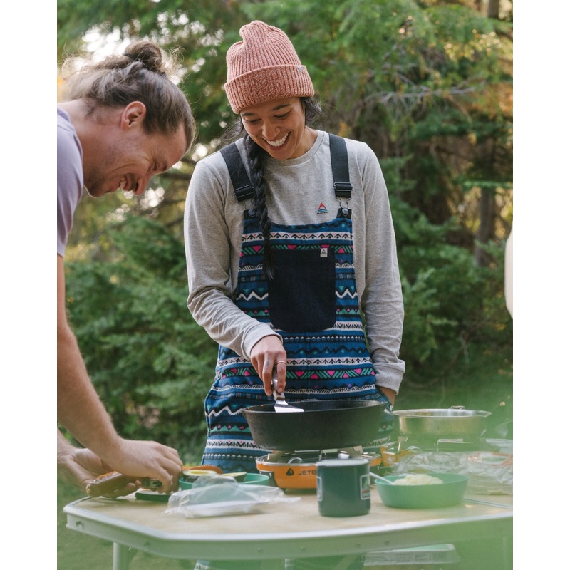 Ace Recycled Polar Fleece Dungarees - Mountain Geo Tidal Blue