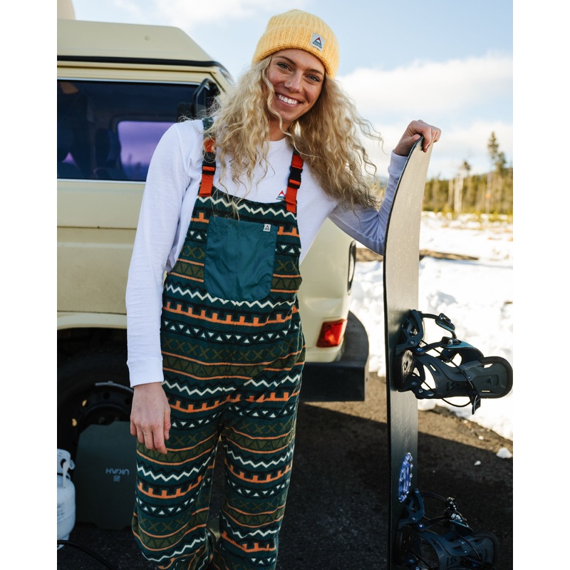 Ace Recycled Polar Fleece Dungarees - Retro Geo Mediterranean