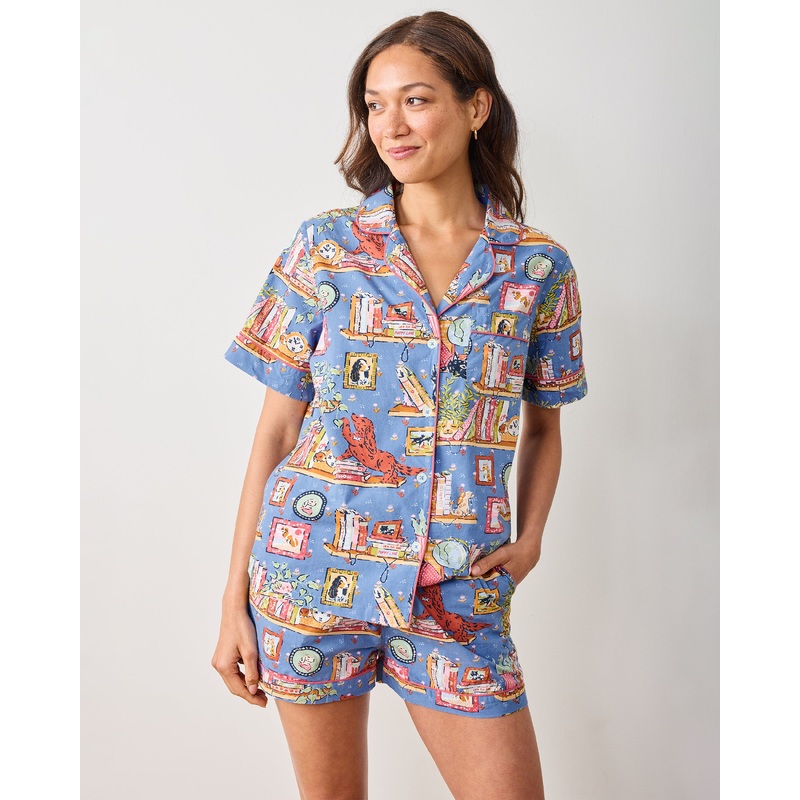 Unleashed Stories - Short PJ Set - Bookkeeper Blue