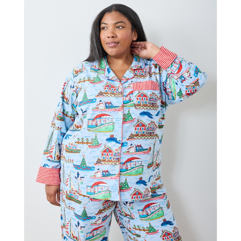 Sugar Plum Ferry - Tall Long PJ Set - Blue Sailboat