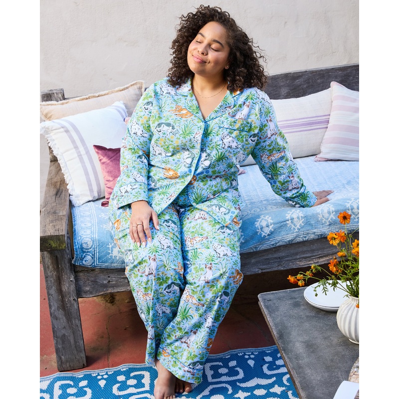 Must Love Cats - Tall Long PJ Set - Cornflower