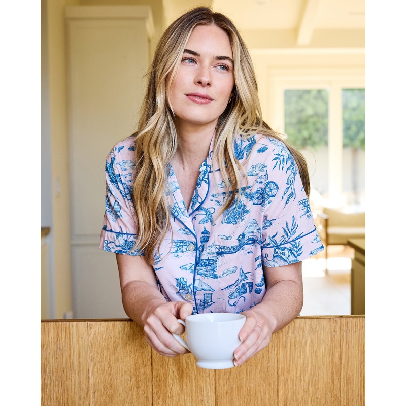 Mermaid Toile - Short PJ Set - Blush