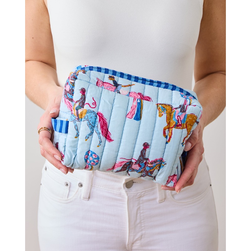 Horse Show - Quilted Pouch - Powder Blue