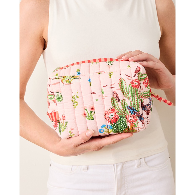 Desert Dream  - Quilted Pouch - Pink Cactus
