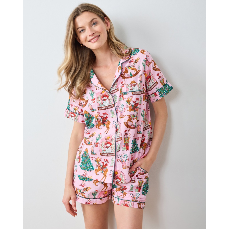 Cowboy Christmas - Short PJ Set - Pink Boots
