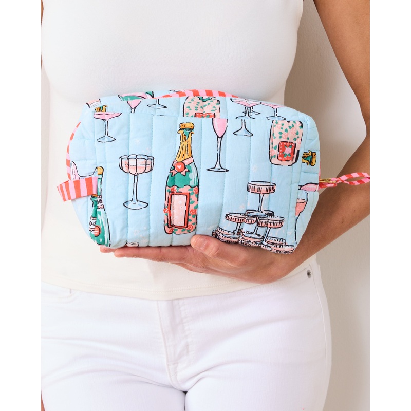 Champagne Tower - Quilted Pouch - Soft Blue