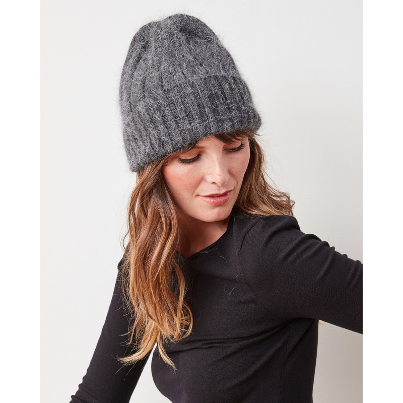 Charcoal - Super Soft Angora Beanie - Comfortarians